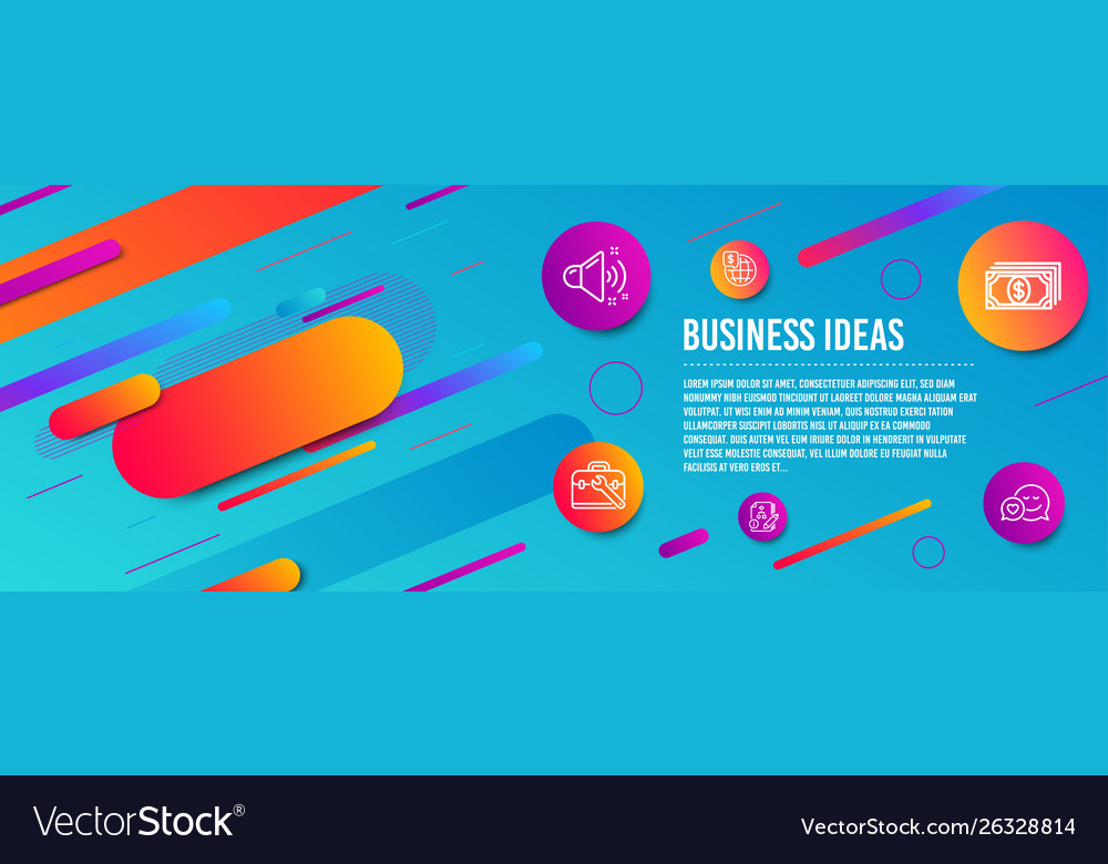 Loud sound payment and algorithm icons set world vector image Loud sound payment and algorithm icons set world