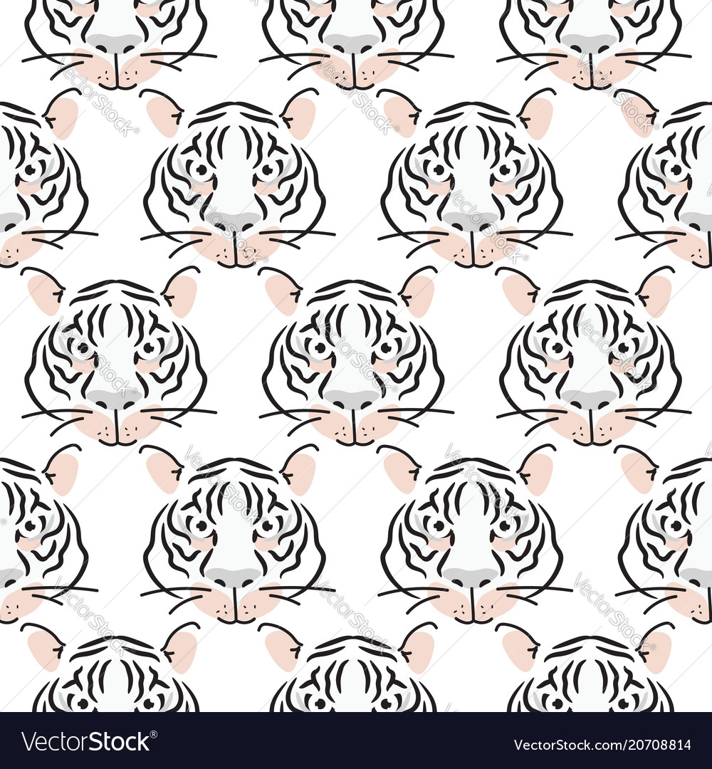 Seamless pattern with tiger heads fashion