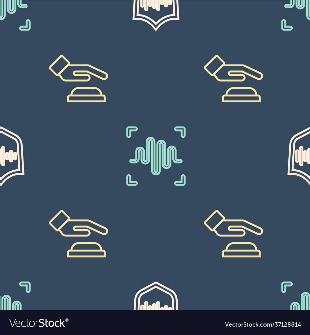 Set line shield voice recognition palm print Vector Image Set line shield voice recognition palm print