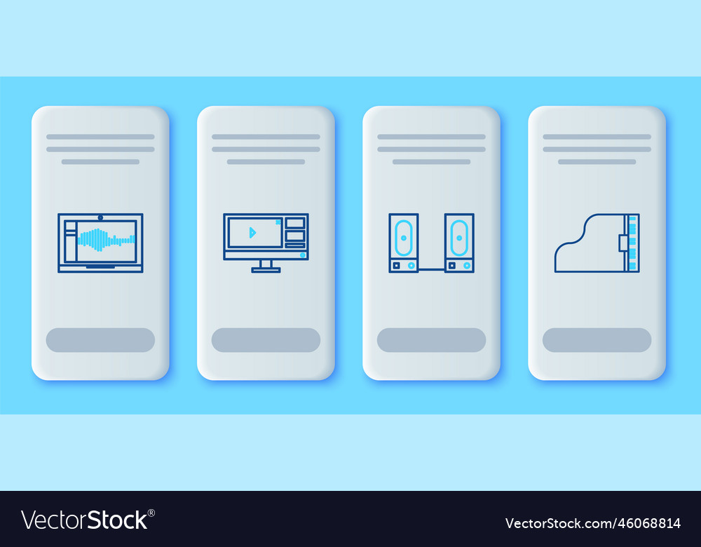 Set line video recorder or editor software vector image Set line video recorder or editor software