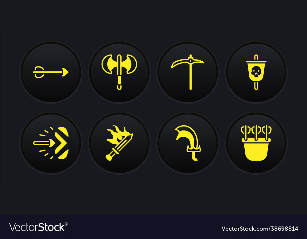 Set magic arrow pirate flag sword for game vector image Set magic arrow pirate flag sword for game