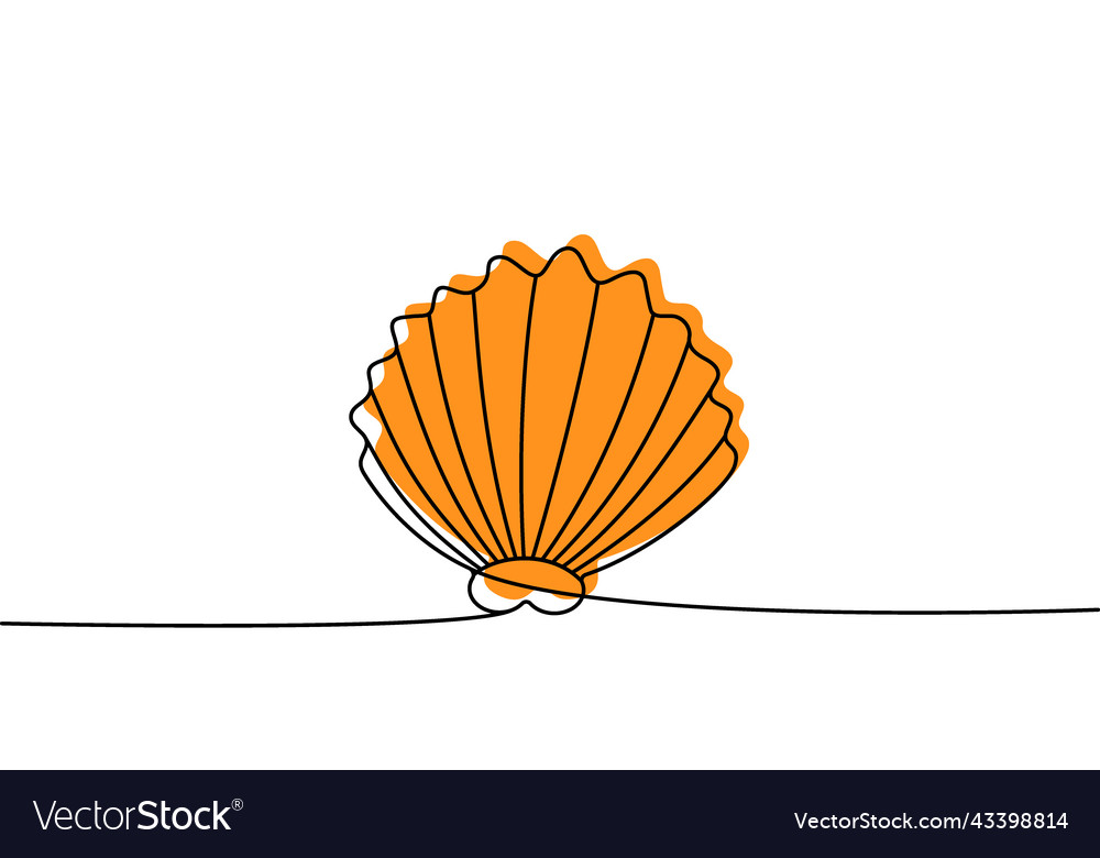 Set of shellfish one line colored continuous vector image Set of shellfish one line colored continuous