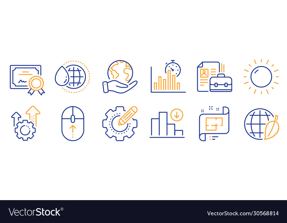 Set science icons such as report timer vector image Set science icons such as report timer