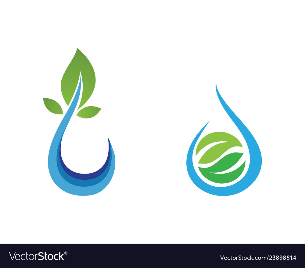 Water drop and leaf logo template