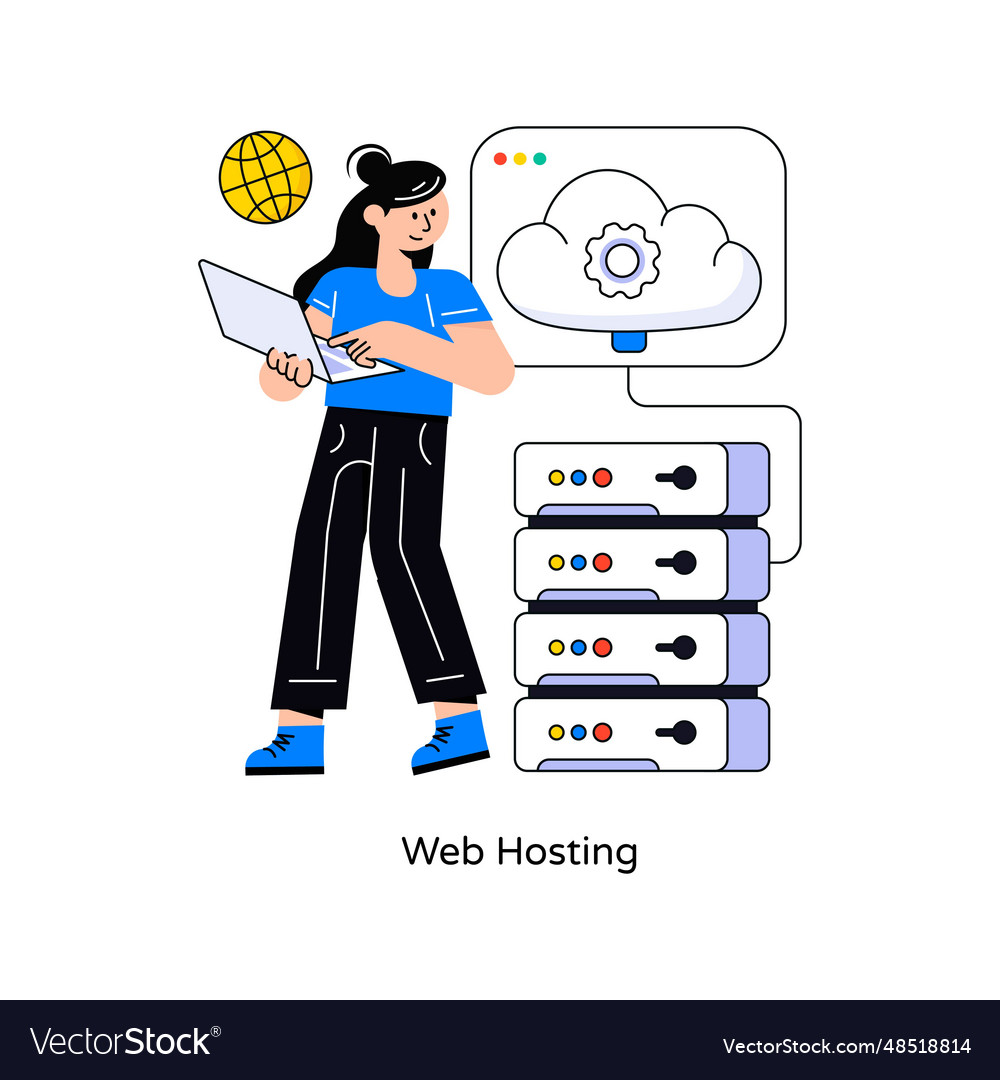 Web hosting flat style design