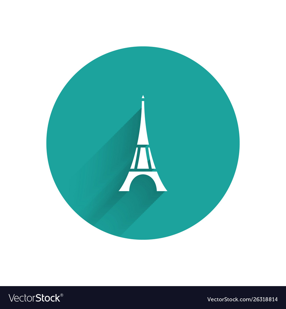 White eiffel tower icon isolated with long shadow