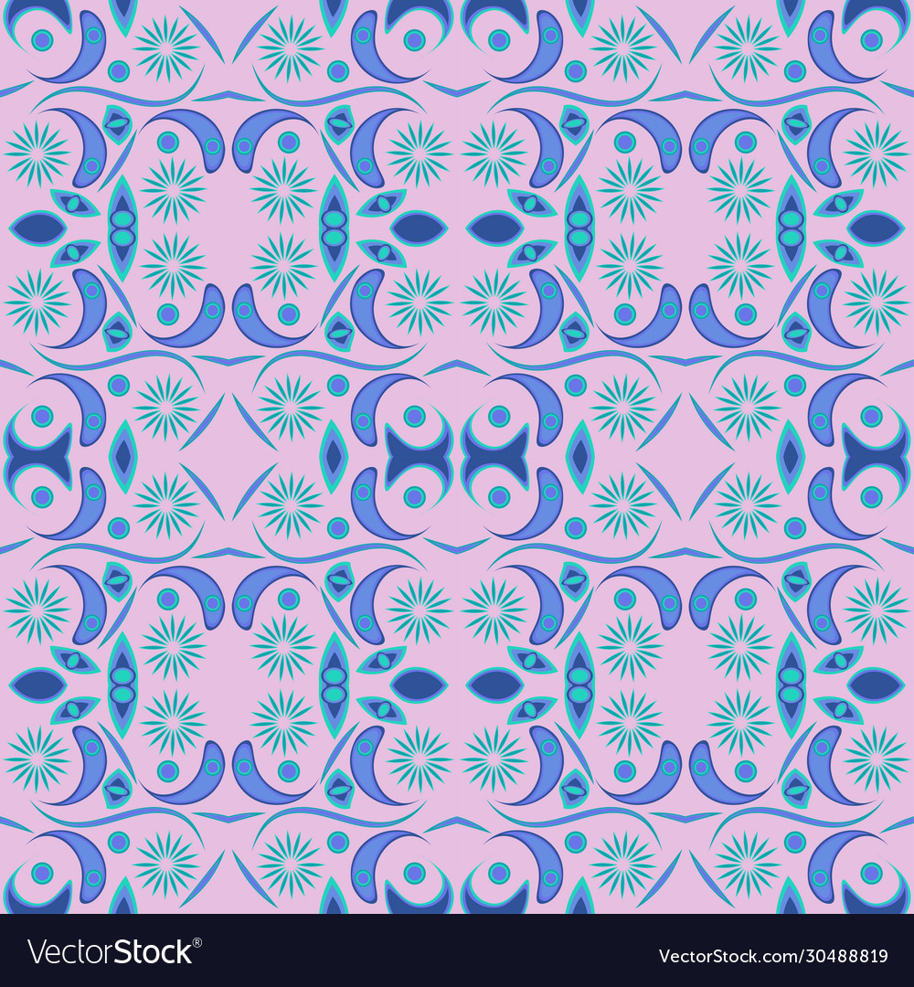 Abstract seamless colorful pattern exotic shapes Vector Image Abstract seamless colorful pattern exotic shapes
