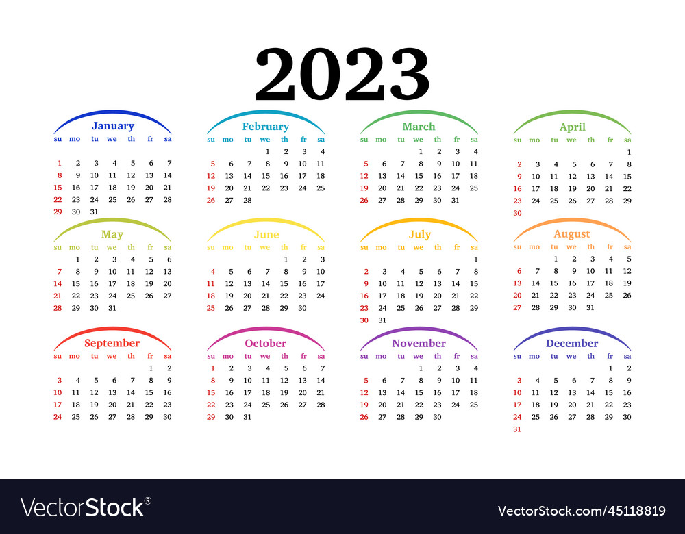 Calendar for 2023 isolated on a white background Vector Image