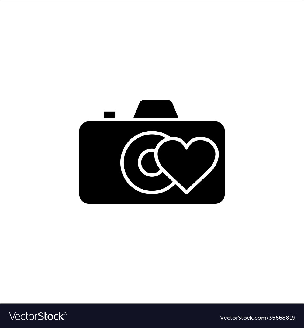 Camera icon with heart simple design editable vector image Camera icon with heart simple design editable
