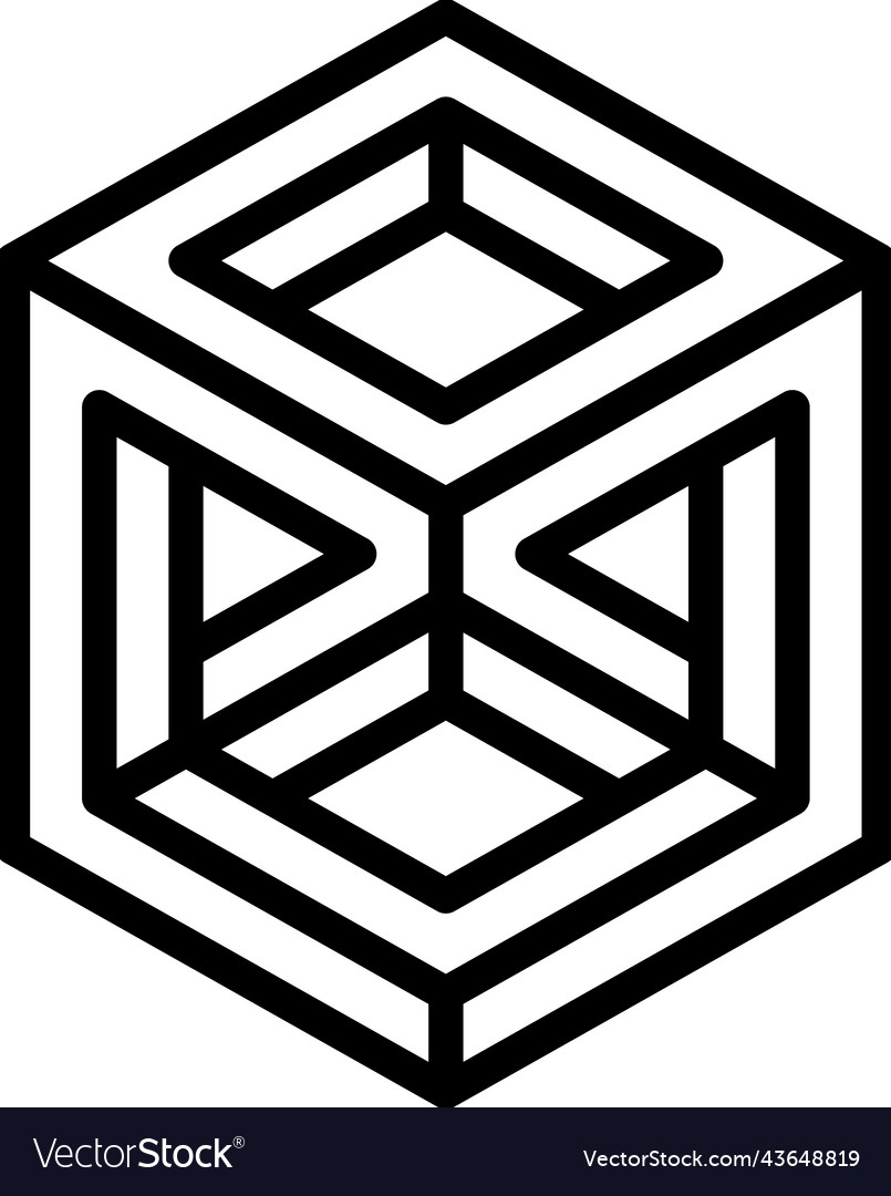 Cube impossible geometric shape line icon vector image Cube impossible geometric shape line icon
