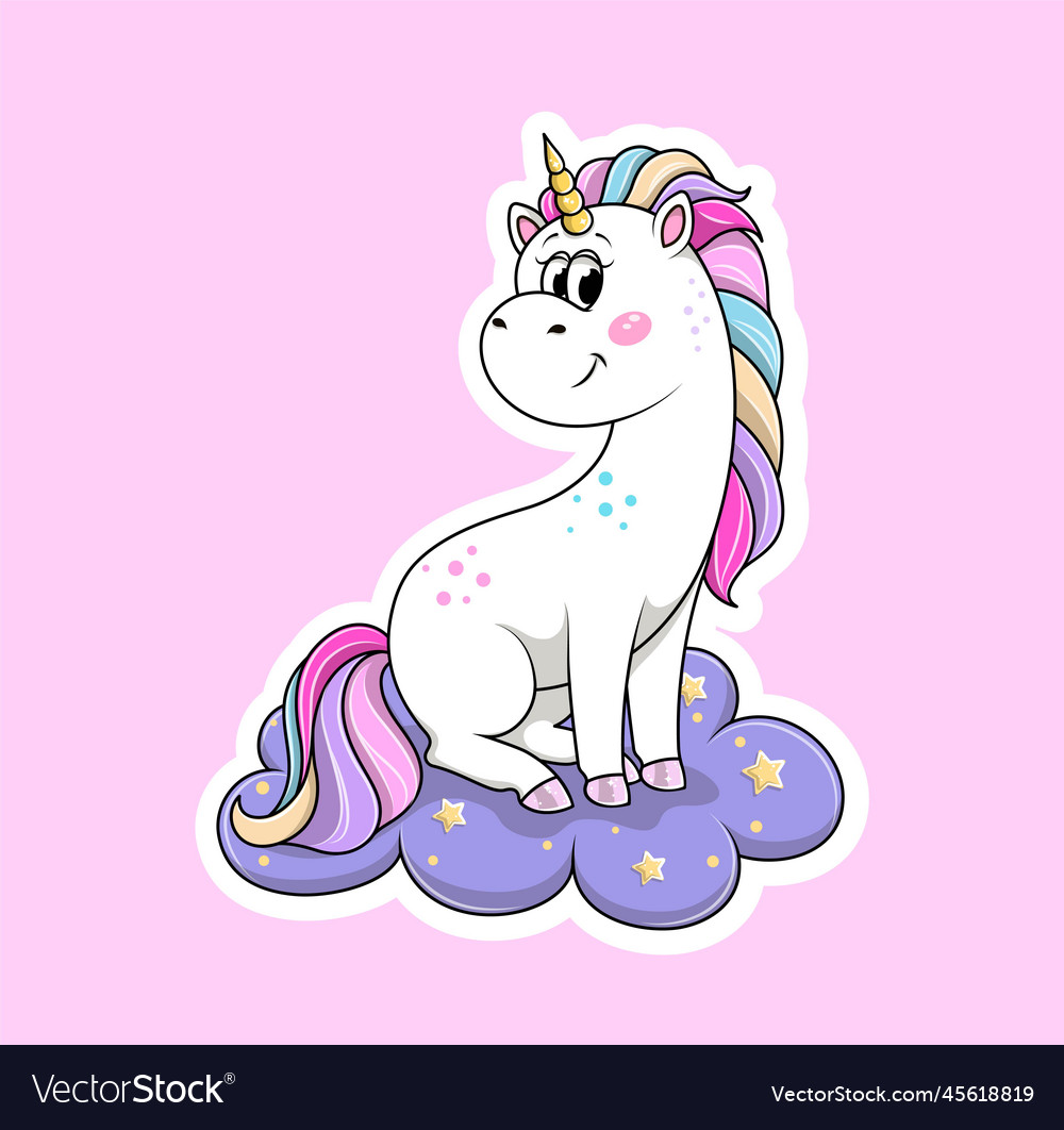 Cute unicorn sticker Royalty Free Vector Image