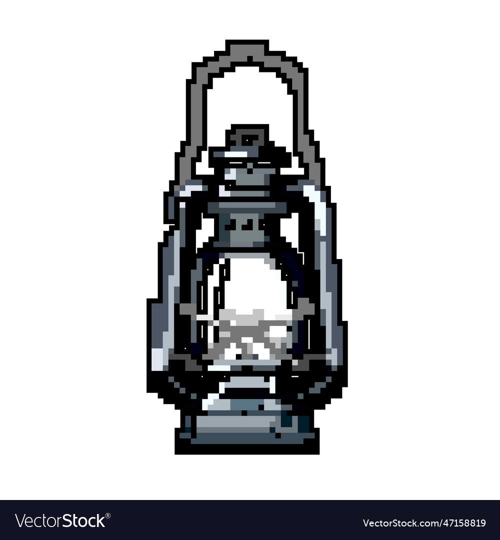 Fire kerosene lamp game pixel art Royalty Free Vector Image