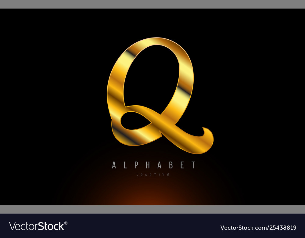 Gold golden q alphabet letter logo company icon Vector Image