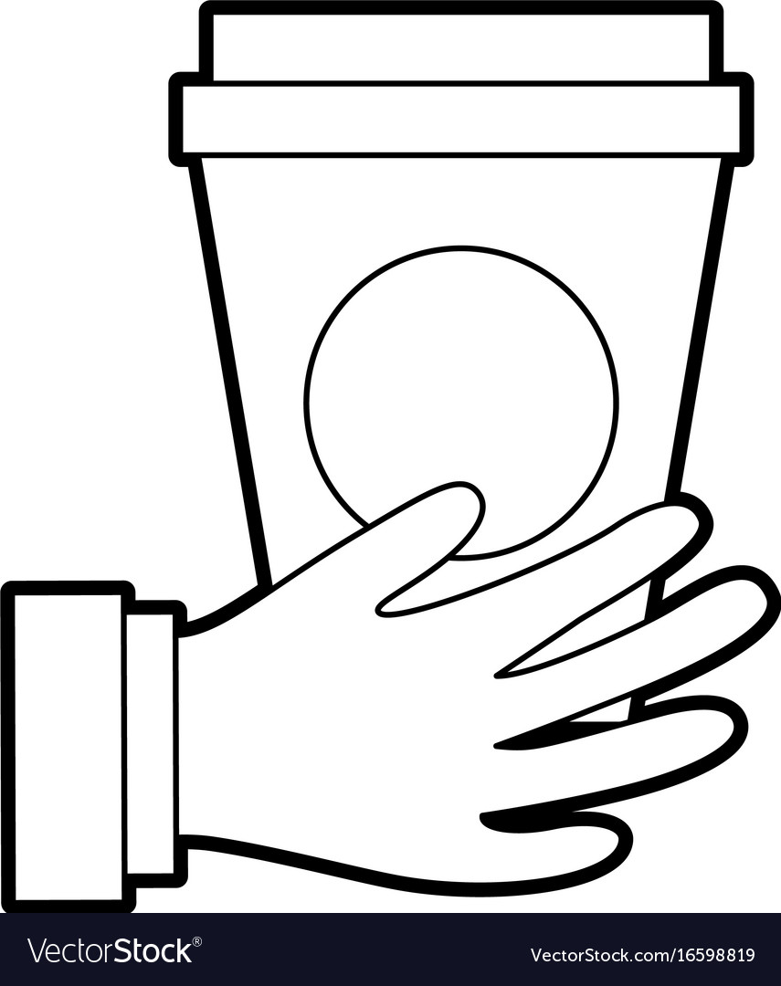 Hand mit Kaffee-Kunststoff Tasse Ikone