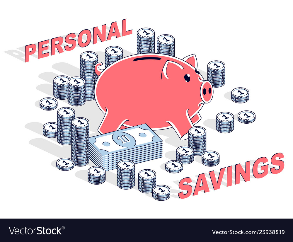 Personal savings concept piggy bank with dollar