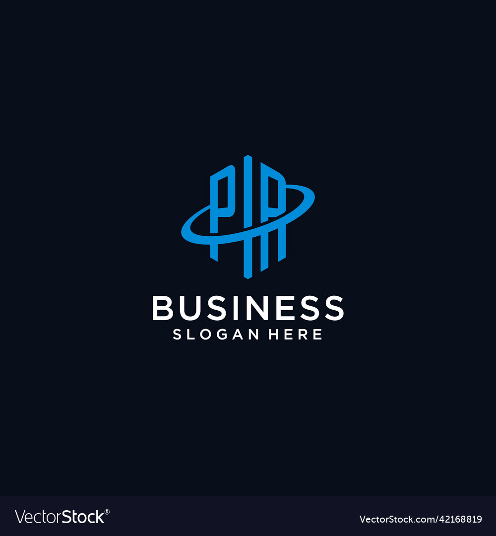 Pr initial monogram logo with hexagonal shape