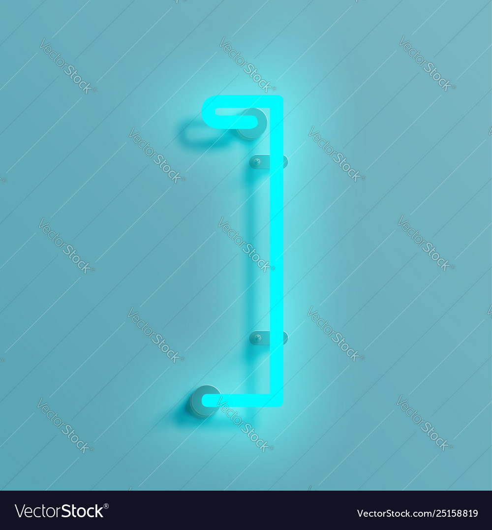 Realistic neon character from a typeset