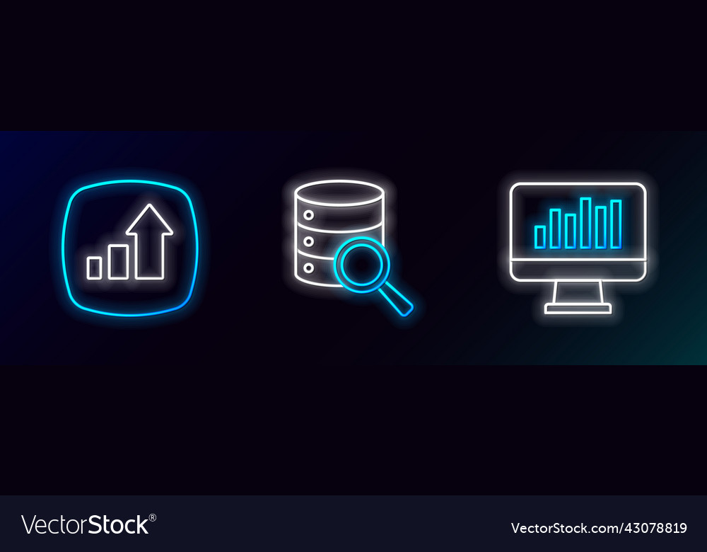 Set line monitor with graph chart financial vector image Set line monitor with graph chart financial