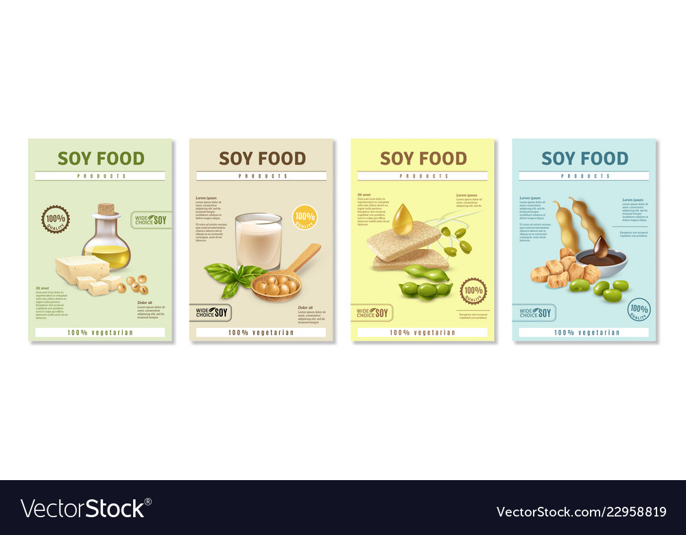 soy food posters set royalty free vector image