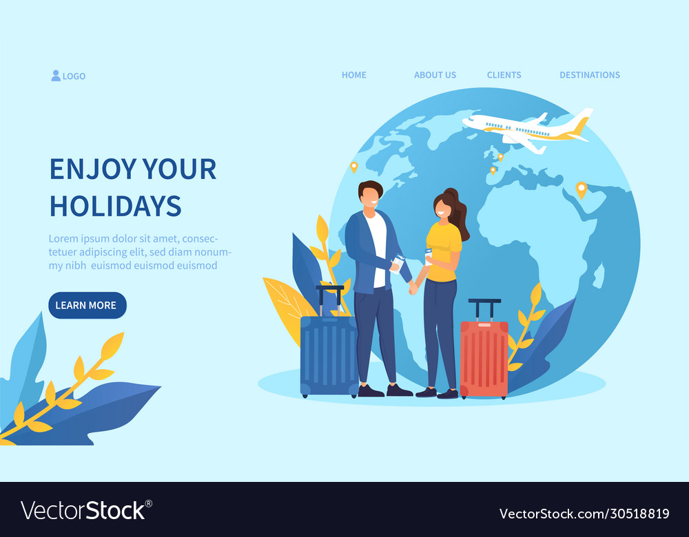 Travelling concept with a caucasian couple vector image Travelling concept with a caucasian couple