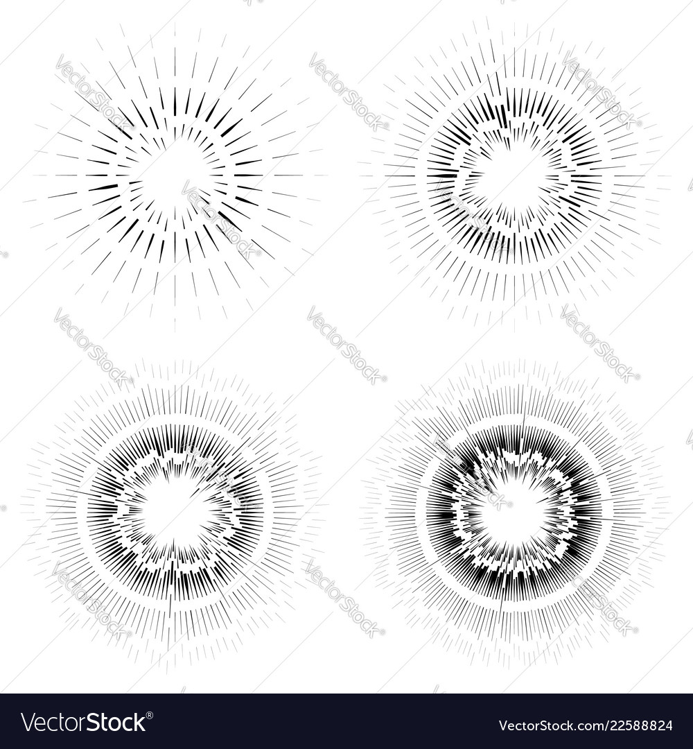 Abstract circular element radial lines shape