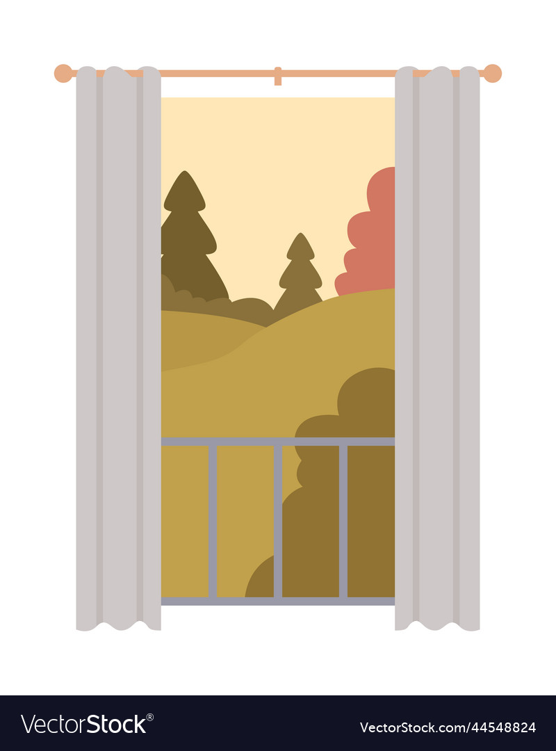 Autumn forest view semi flat color object vector image Autumn forest view semi flat color object