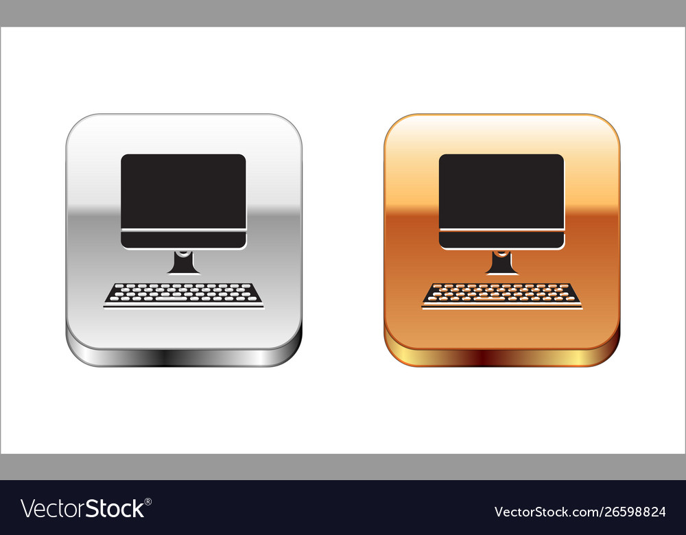 Black computer monitor with keyboard icon isolated