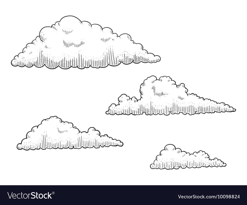 Cloud engraving style Royalty Free Vector Image