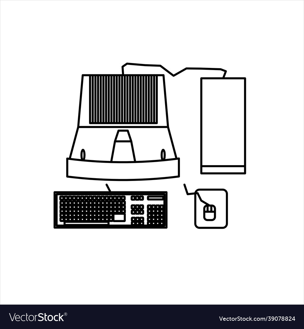 Design sketch of a large computer motherboard vector image Design sketch of a large computer motherboard