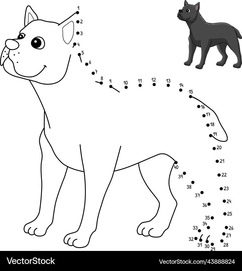 Dot to cane corso dog isolated coloring page Vector Image