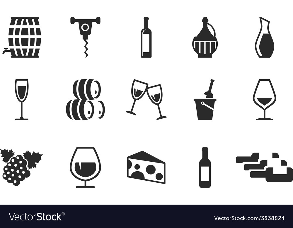 Grape wine icons set