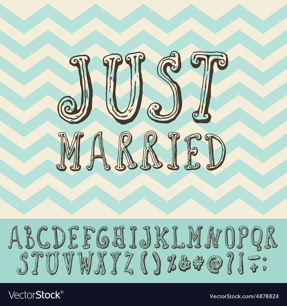 Just Married Vintage Trendy Font Type Royalty Free Vector