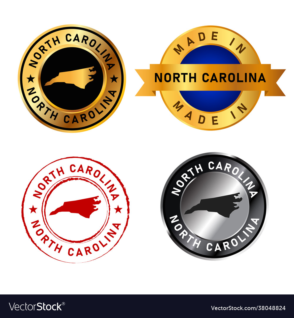 North carolina badges gold stamp rubber band