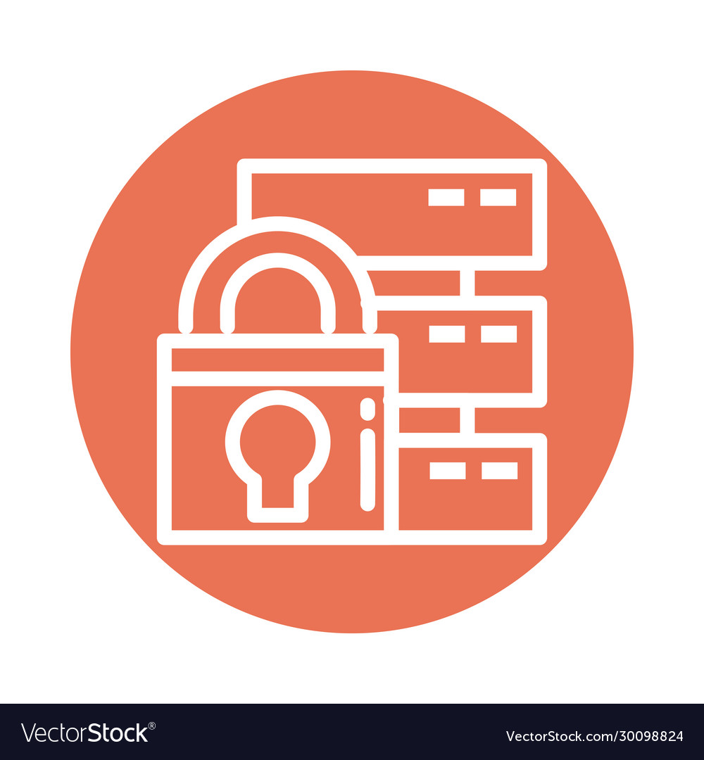 Vorhängeschloss mit Datenbankblock und flachem Stil Symbol vector image Vorhängeschloss mit Datenbankblock und flachem Stil Symbol