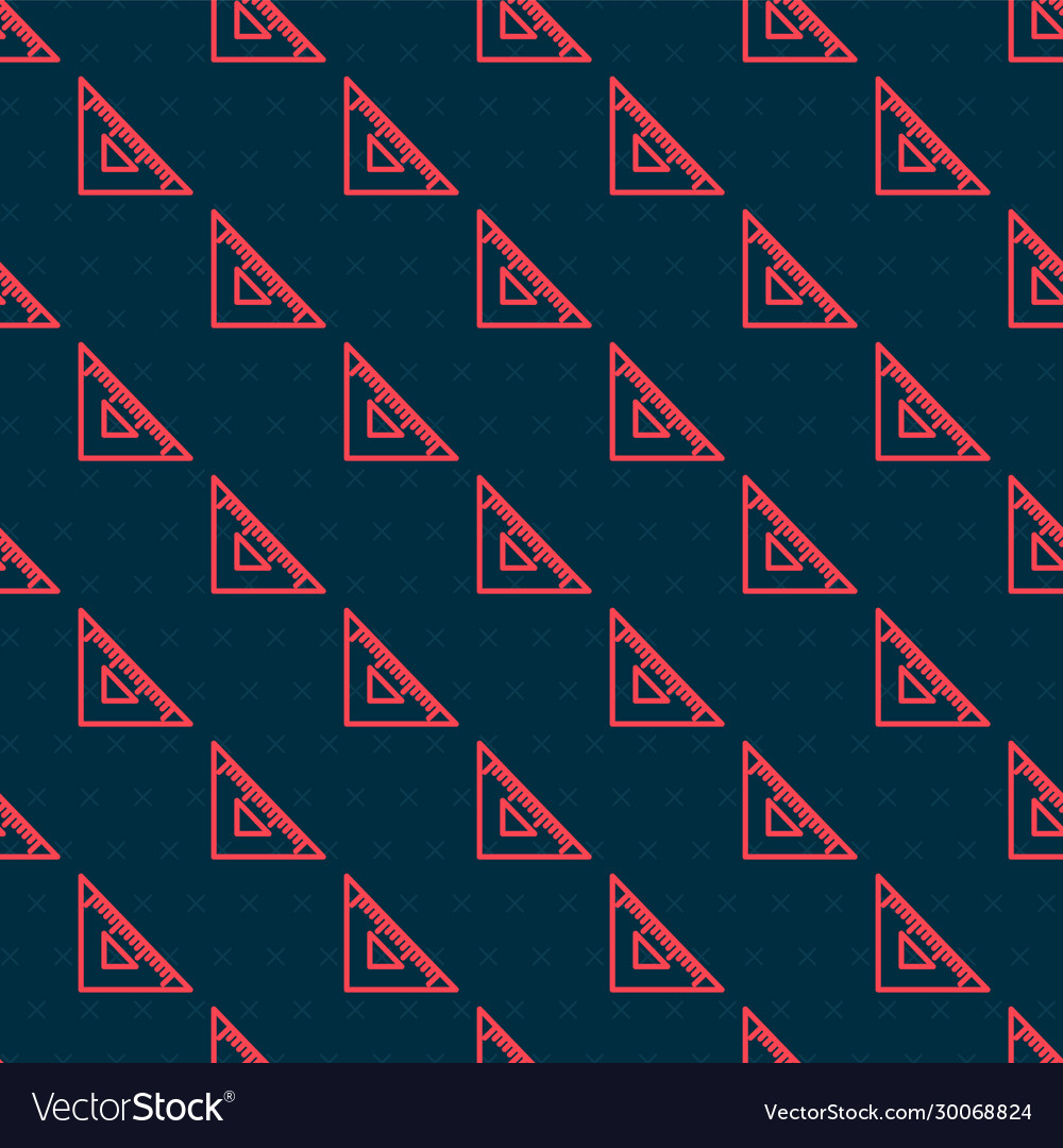 Red line triangular ruler icon isolated seamless vector image Red line triangular ruler icon isolated seamless