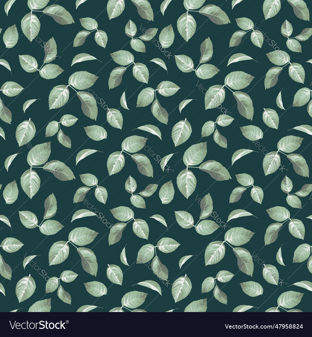 Seamless floral pattern with green leaves isolated