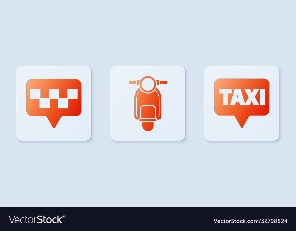 Set scooter map pointer with taxi vector image Set scooter map pointer with taxi
