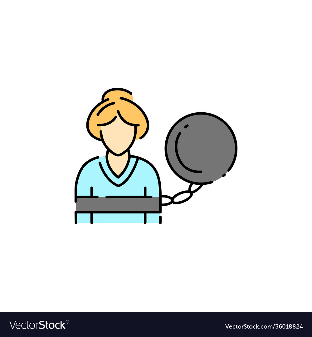 Slavery woman color line icon human rights vector image Slavery woman color line icon human rights