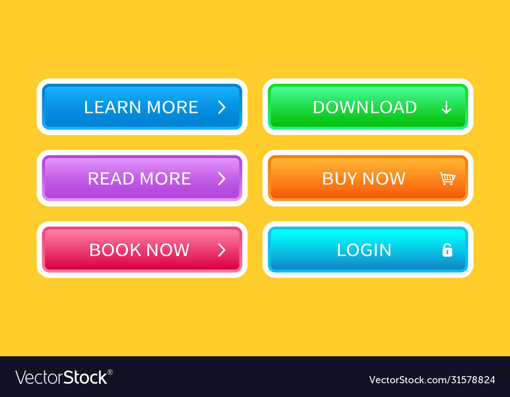 Trendy buttons set for website design vector image Trendy buttons set for website design