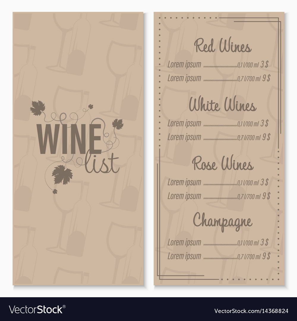 wine list template