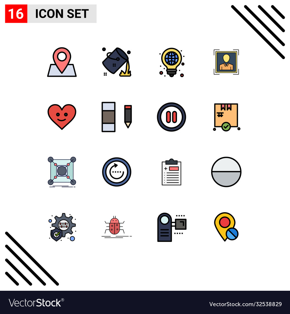16 universal flat color filled lines set for web