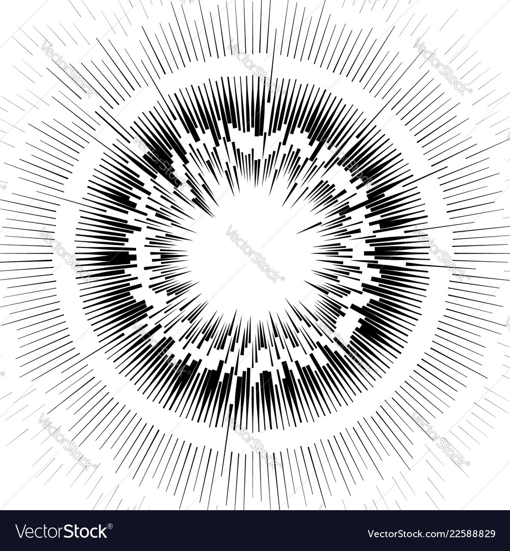 Abstract circular element radial lines shape