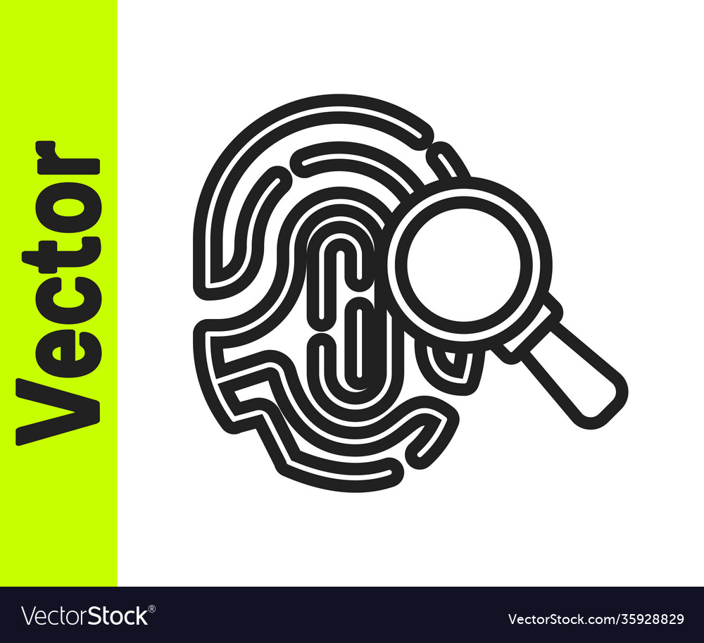Black line magnifying glass with fingerprint icon Vector Image