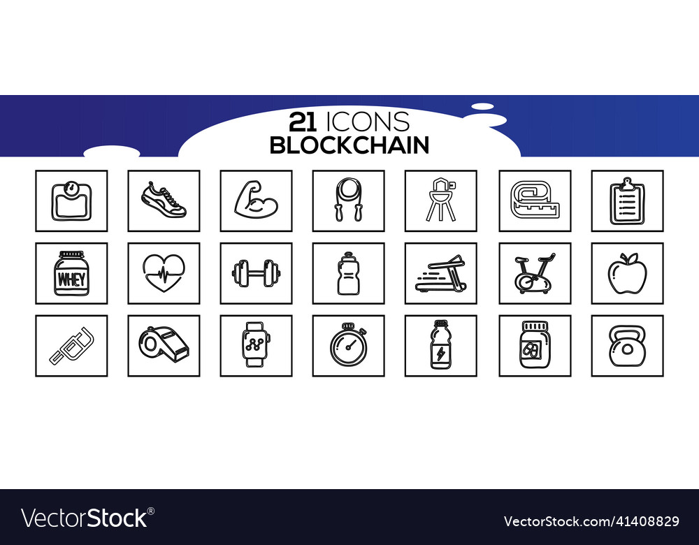 Blockchain web icon set information