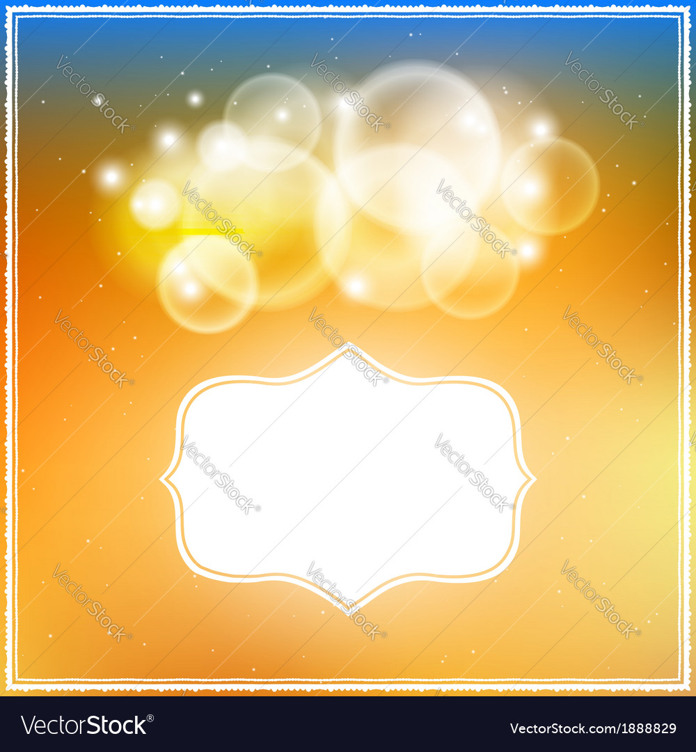 Card with frame and soft autumn bokeh background