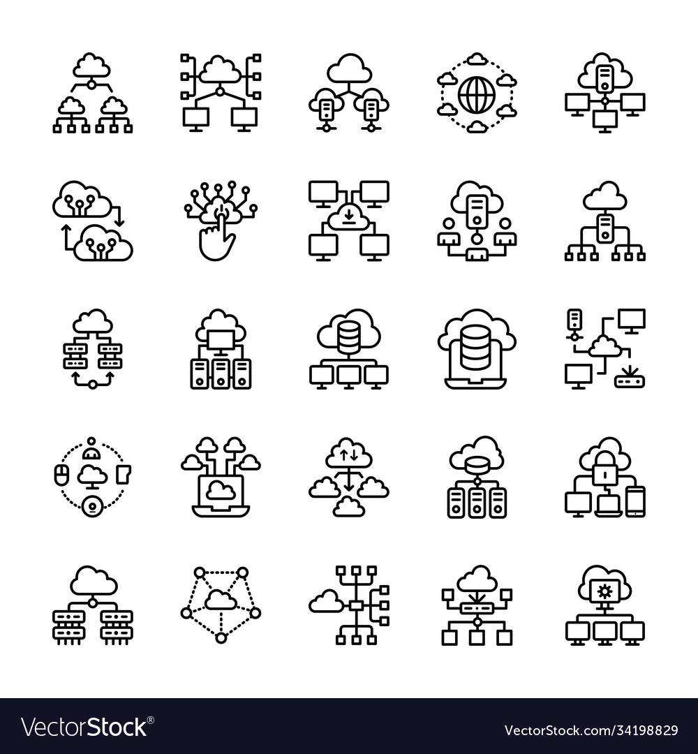 Cloud computing line icons