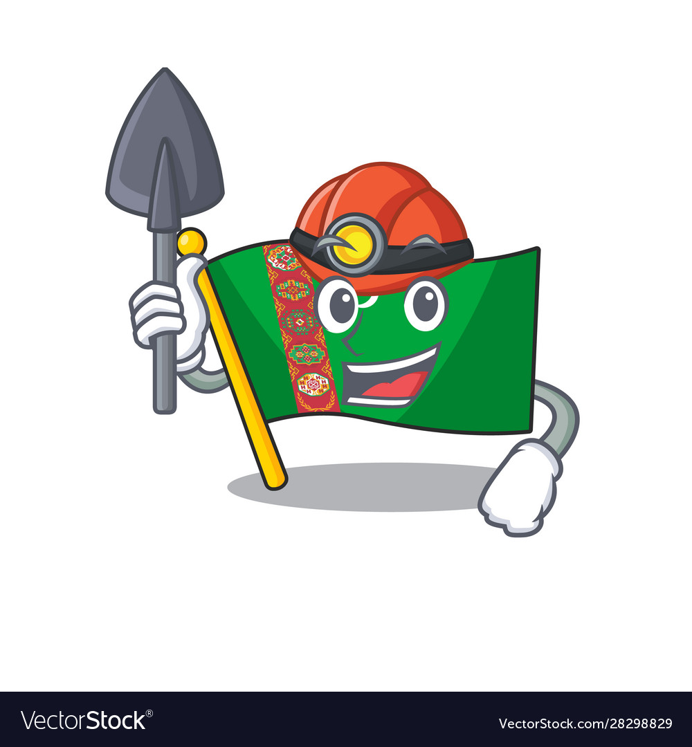 Cool miner flag turkmenistan cartoon mascot