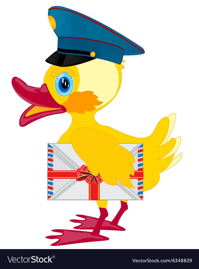 Duckling postman with envelope