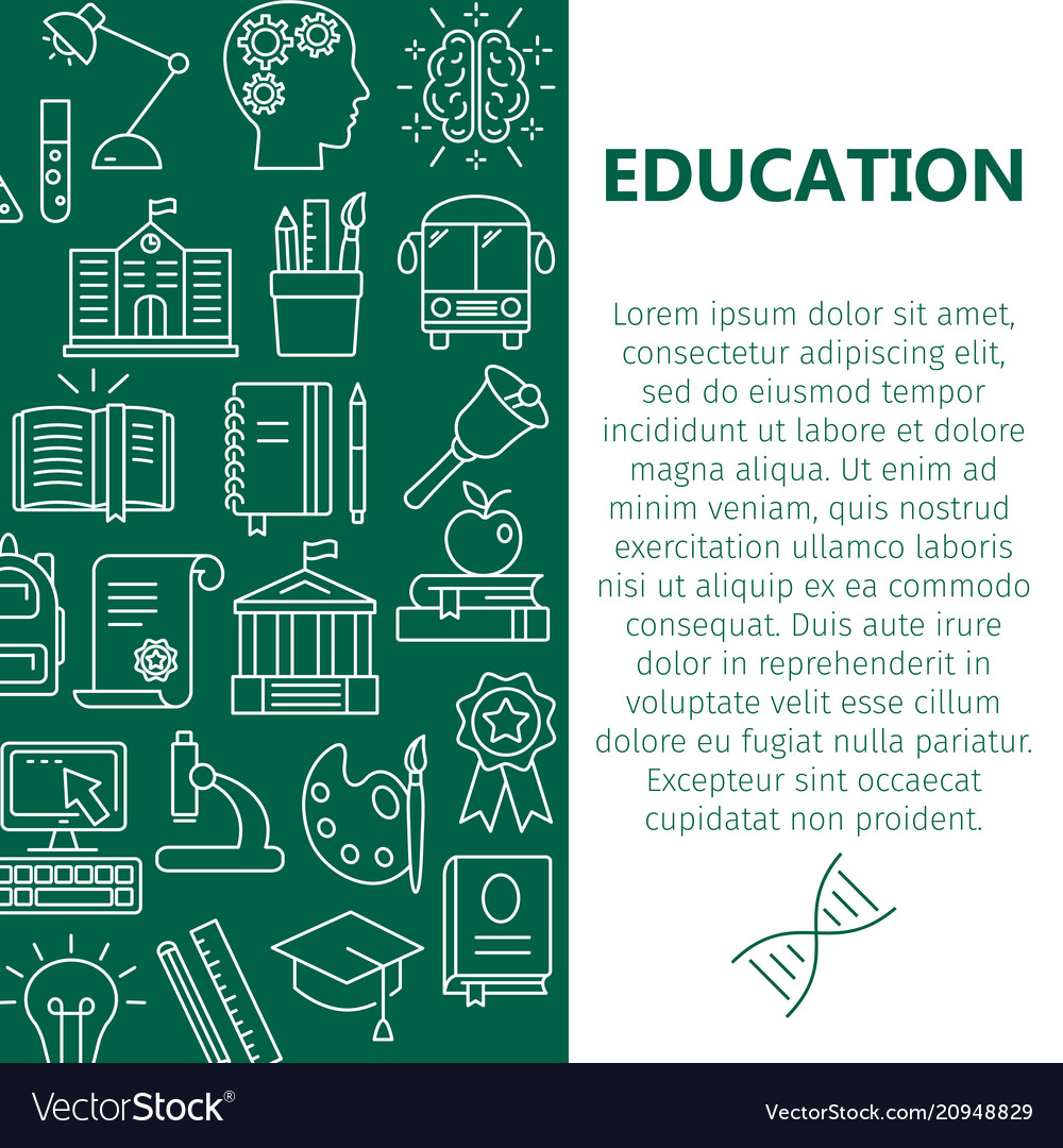 Education poster with line icons