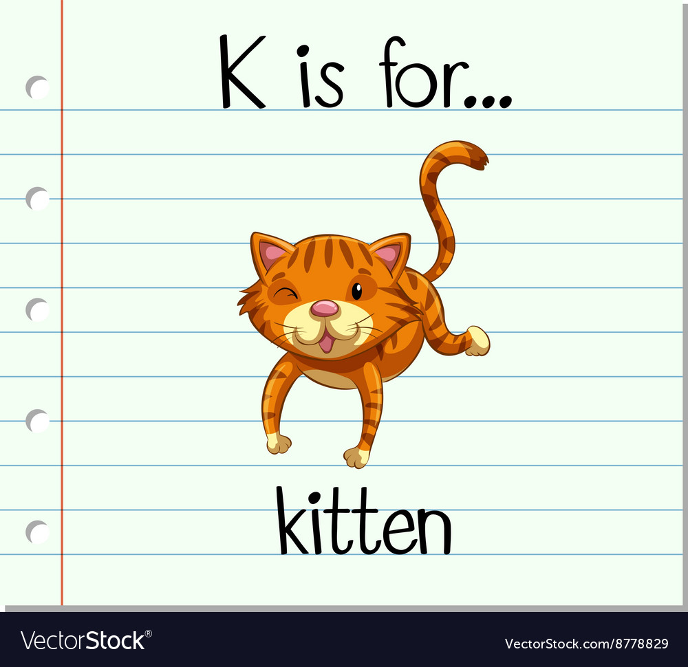 Flashcard letter  K  is for kitten Royalty Free Vector Image